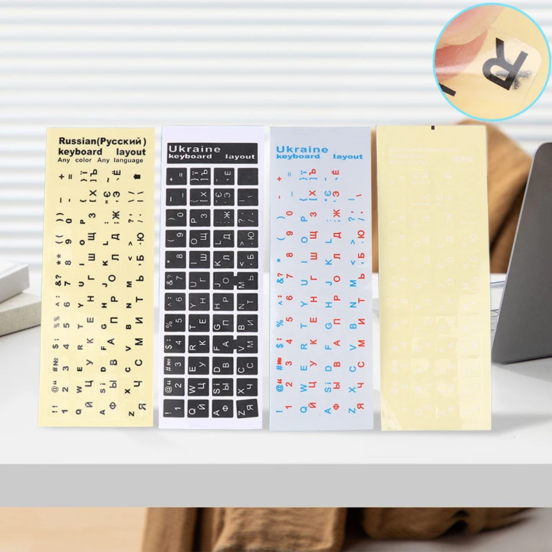 Russian Smooth Round 2 Colors Keyboard Sticker Language Protective Film Layout Button Letters PC Laptop Accessories