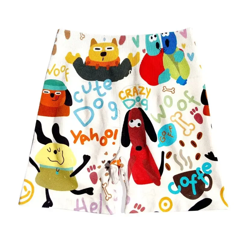 Verão dopamina cor graffiti impresso yoga shorts feminino cintura alta hip elevador barriga esportes fitness treinamento shorts