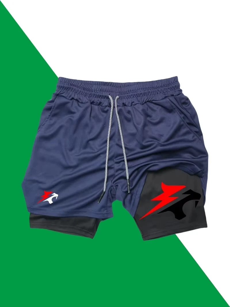 2-in-1 Quick-Dry Athletic Shorts for Men Breathable Running Gym Training Shorts Elastic Waistband Machine Washable HX0040