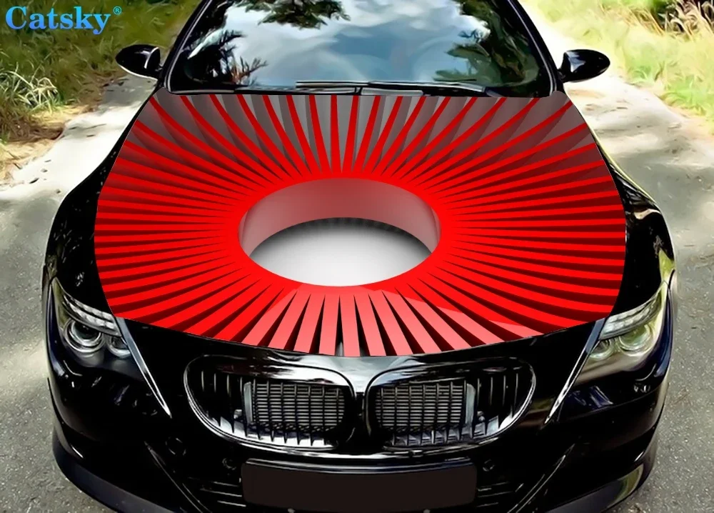 

Абстрактные - красные виниловые наклейки на капот автомобиля, виниловая пленка, наклейки на крышку двигателя, автомобильные аксессуары, защита капота автомобиля