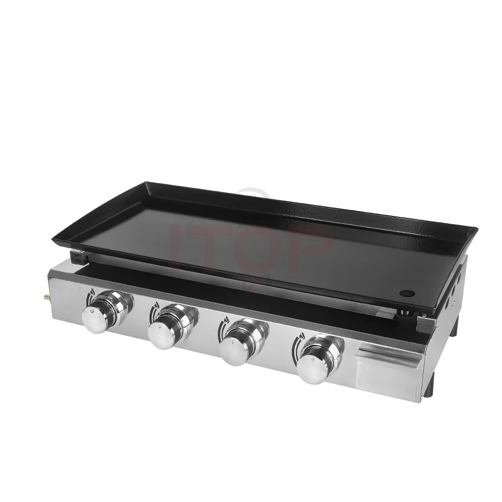 Parrillas de barbacoa de Gas con 4 quemadores para jardín, Plancha LPG, 10KW, carne de res, cerdo, pollo, cocina casera, placa caliente, herramientas antiadherentes para barbacoa, parrillas