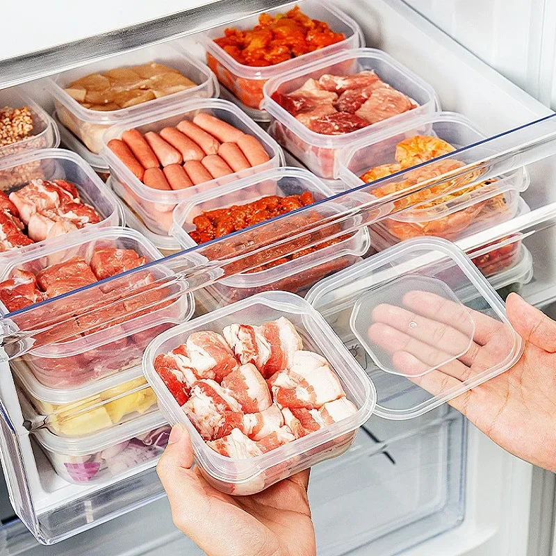 12 Pcs 350ml Refrigerator food Storage Box with lid  Frozen Meat  Fresh-keeping Box Superimposed Organizadore Storage Containers