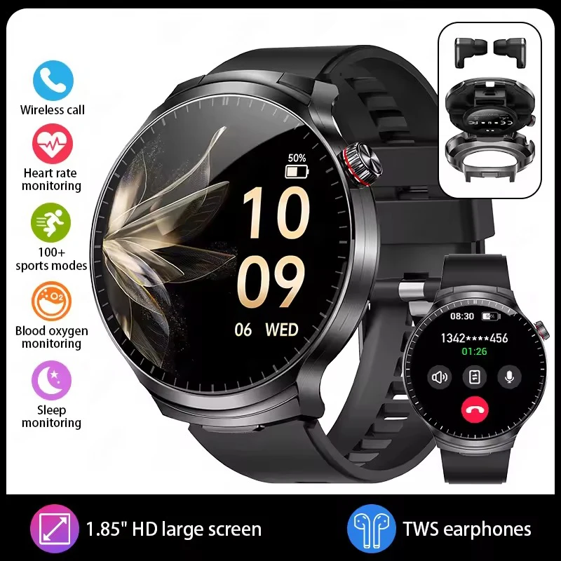 

Smart Watch TWS 2-in-1 Headset Bluetooth Call Heart Rate Blood Pressure Health Monitoring Headphones Play Music Smartwatch T100