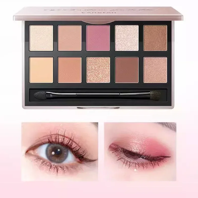 Carslan 10-Color Silky Twinkle Comprehensive Eyeshadow Palette Natural Matte Glitter Pearly Blush Highlighter Makeup cosmetics