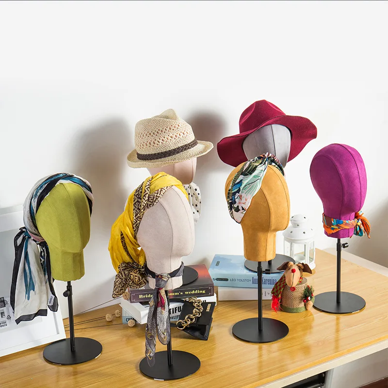 6Colors Available Fabric Cover Mannequin Head for Hat Glasses Wigs Display