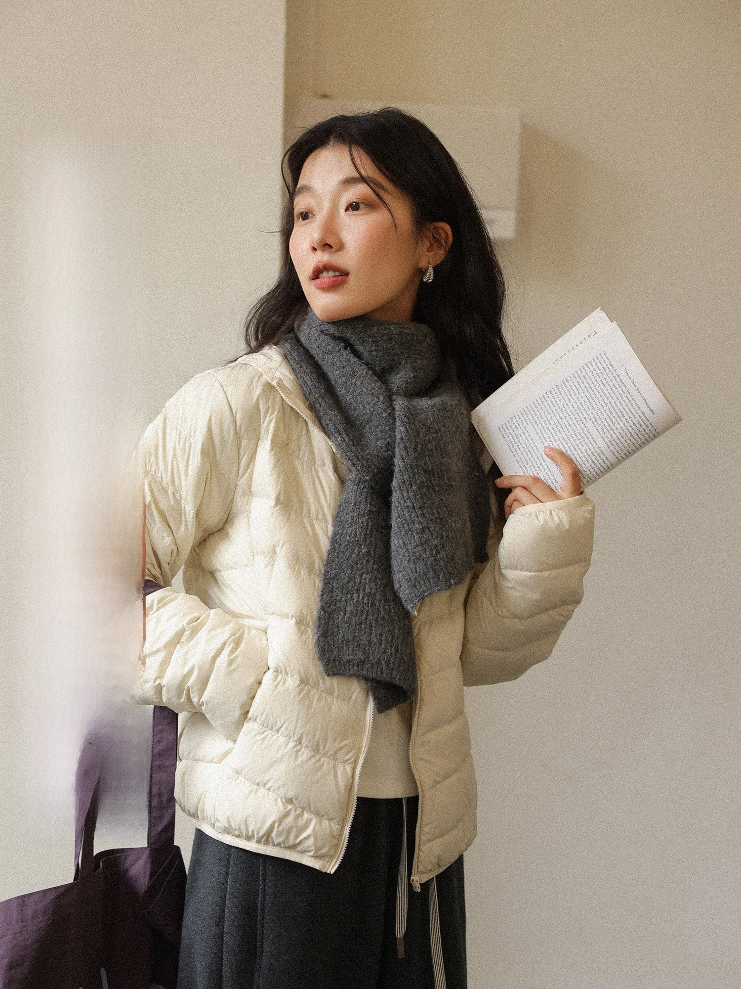 

Lightweight ort Hooded Du down Jaet Women's Winter Warm Outerwear Miji White Mixd Brand Simple Sle Loose Fit Zipper