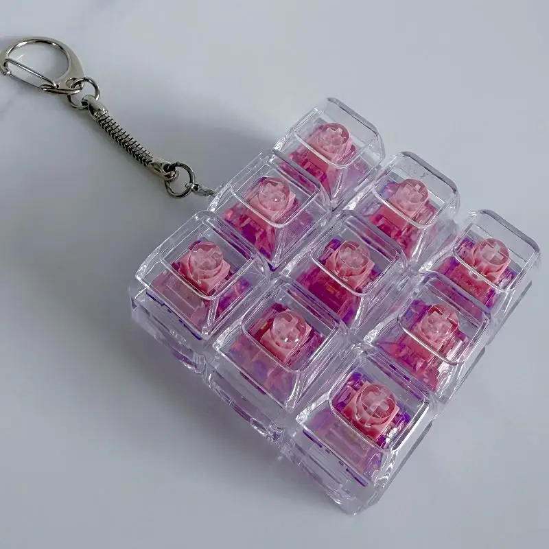 1/2/3/4/9 Key Keyboard Toys Crystal Keycap Keychain Stress Relief Fingertip Gadget Decompression Toys Clicker  Toy