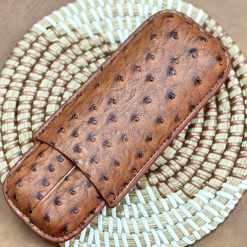 

Cigar Tube 2 Slots Case Travel portable Cigar Accessories Leather Humidor 917