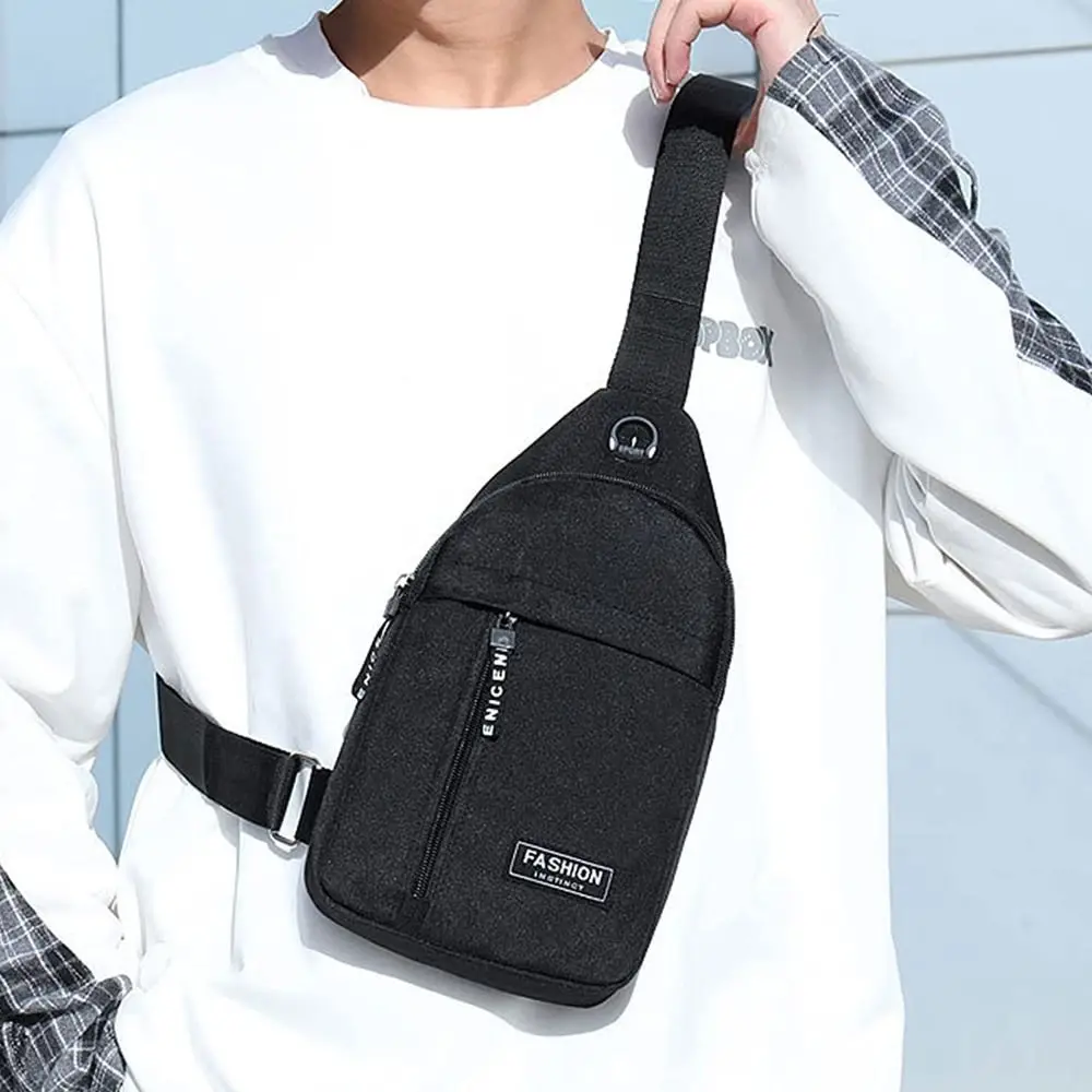 Men Multipurpose Anti-theft Outdoor Chest Pack with Earphone Hole Crossbody Bag Shoulder Sling Bag