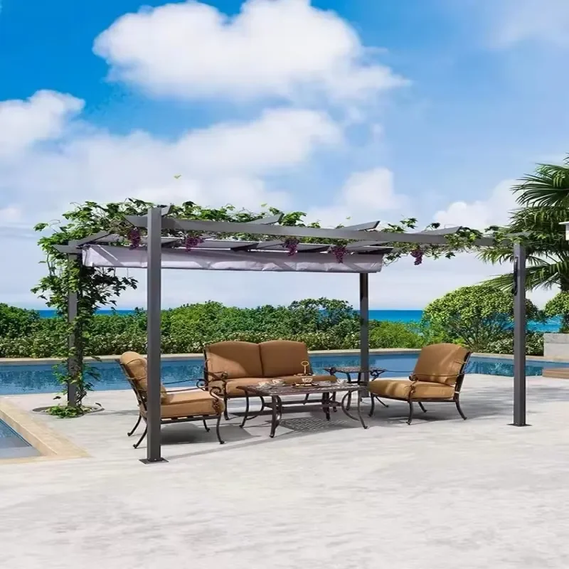 2026 Hot-selling Outdoor Products Semi-aluminum Semi-iron Outdoor Courtyard Pavilion Garden Awning Outdoor Sunshine Awning