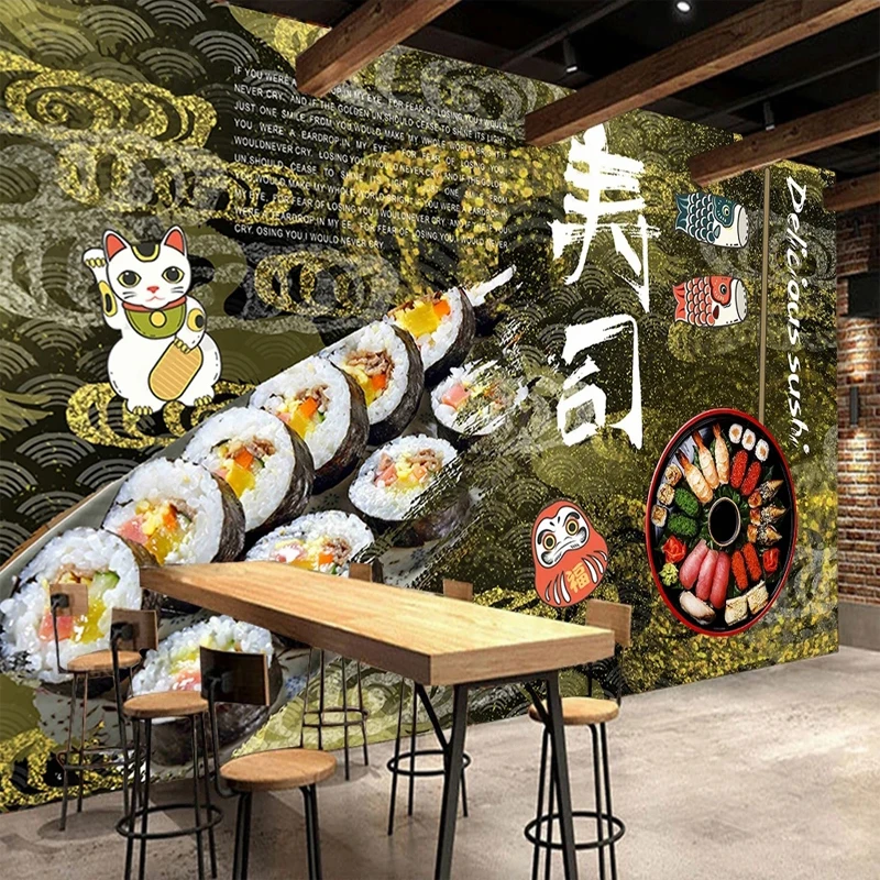 

Custom Any Size Wallpaper Sushi Rice Ball Janpanese Food Pattern for Restaurant Background Wall Decoration Large Mural Canvas 3D