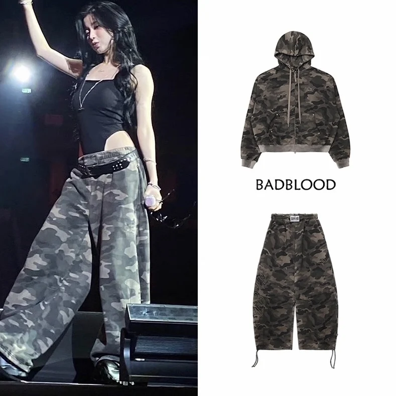 

Hongen, комплект джинсовых брюк с капюшоном и молнией с вышивкой, женская повседневная спортивная одежда, зимняя коллекция 2025 года