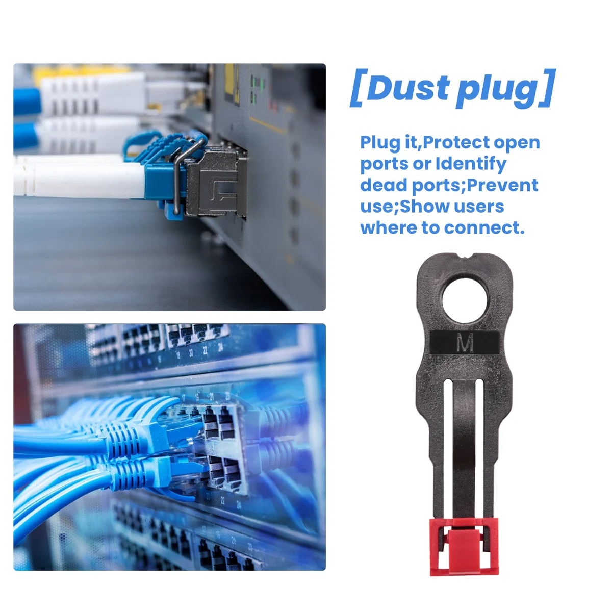 High-end 100Pcs Red RJ45 Port Ethernet LAN Hub Anti Dust Cover Plug Cap Blockout Protector with Proprietary Lock and Key