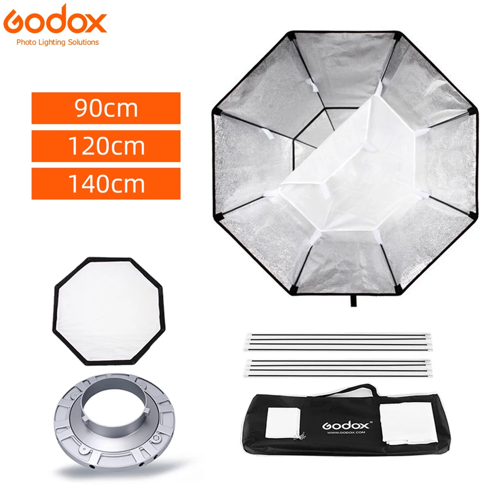 Godox Professional Octagon Softbox 95ซม.120ซม.140ซม.Bowens Mount สำหรับถ่ายภาพสตูดิโอ Strobe แฟลช Light