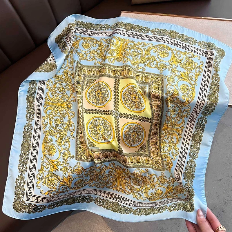 New Four Seasons Fashion Print Silk Square Scarf 70x70cm Fashionable Four Seasons Headband Luxury Sunscreen Shawl Bandannas