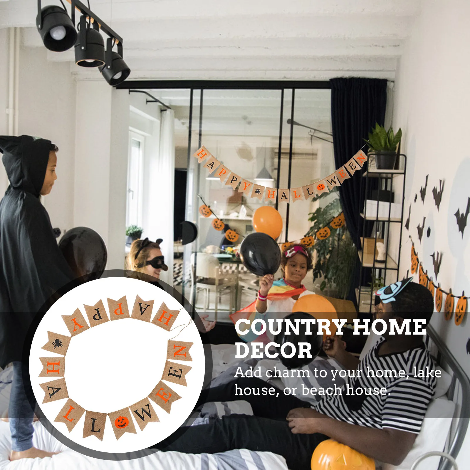 

1 шт. баннер для вечеринки на Хэллоуин, джутовый флаг ручной работы, деревенская декоративная подвесная гирлянда, праздничные принадлежности, баннер на Хэллоуин