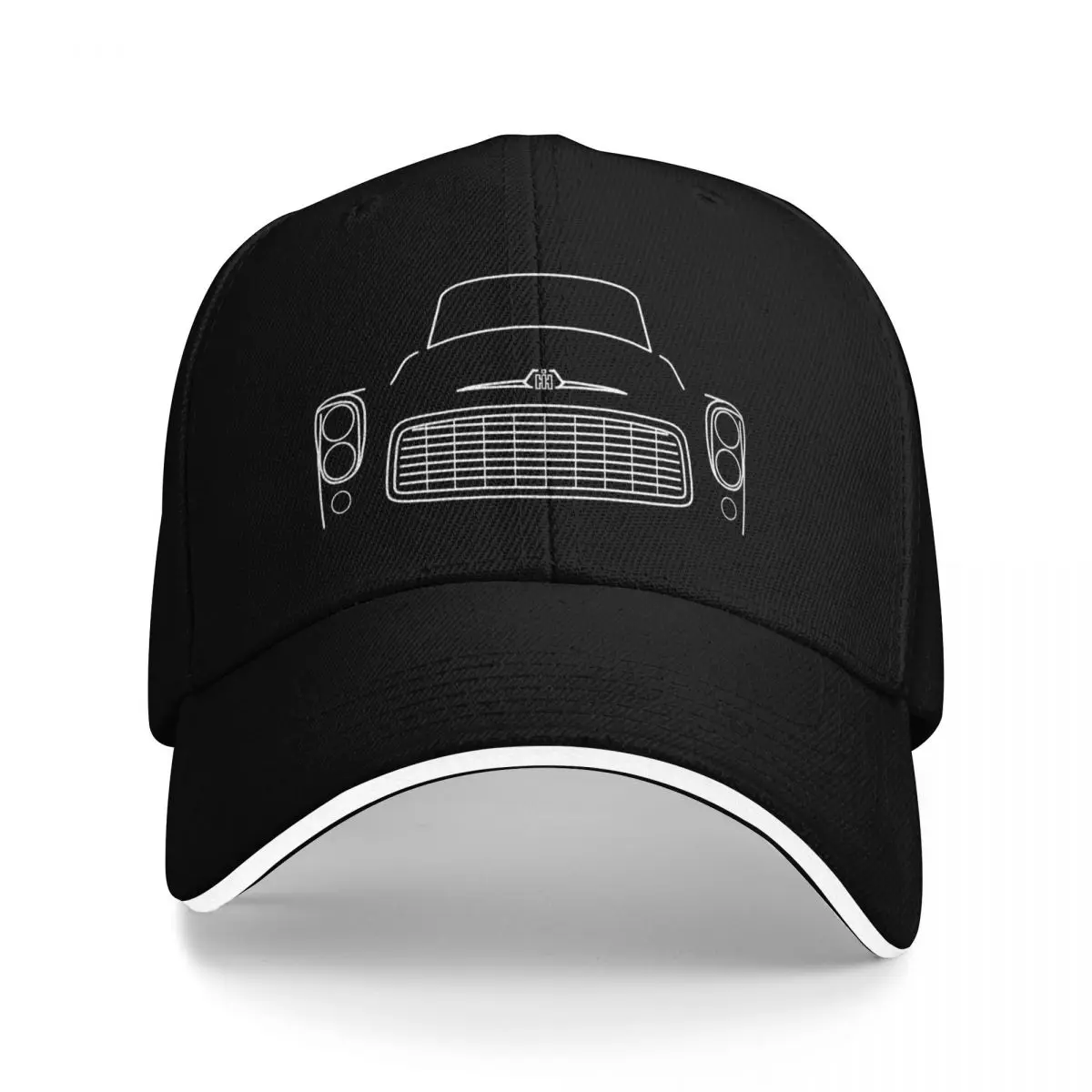 International Harvester B Series classic 1950s-60s pickup truck white outline graphic Baseball Cap Rugby Icon Women's Hats Men's