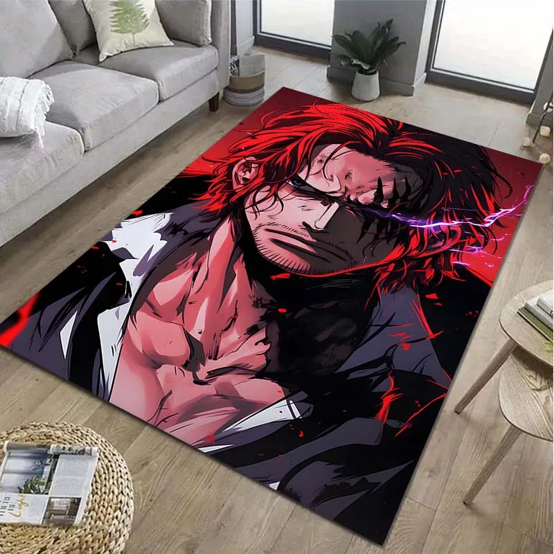 One Piece Red Hair Shanks Cartoon Rug Carpet for Living Room Child Bedroom Mat Sofa Doormat Floor Rug Home Decor Anti Slip Mat