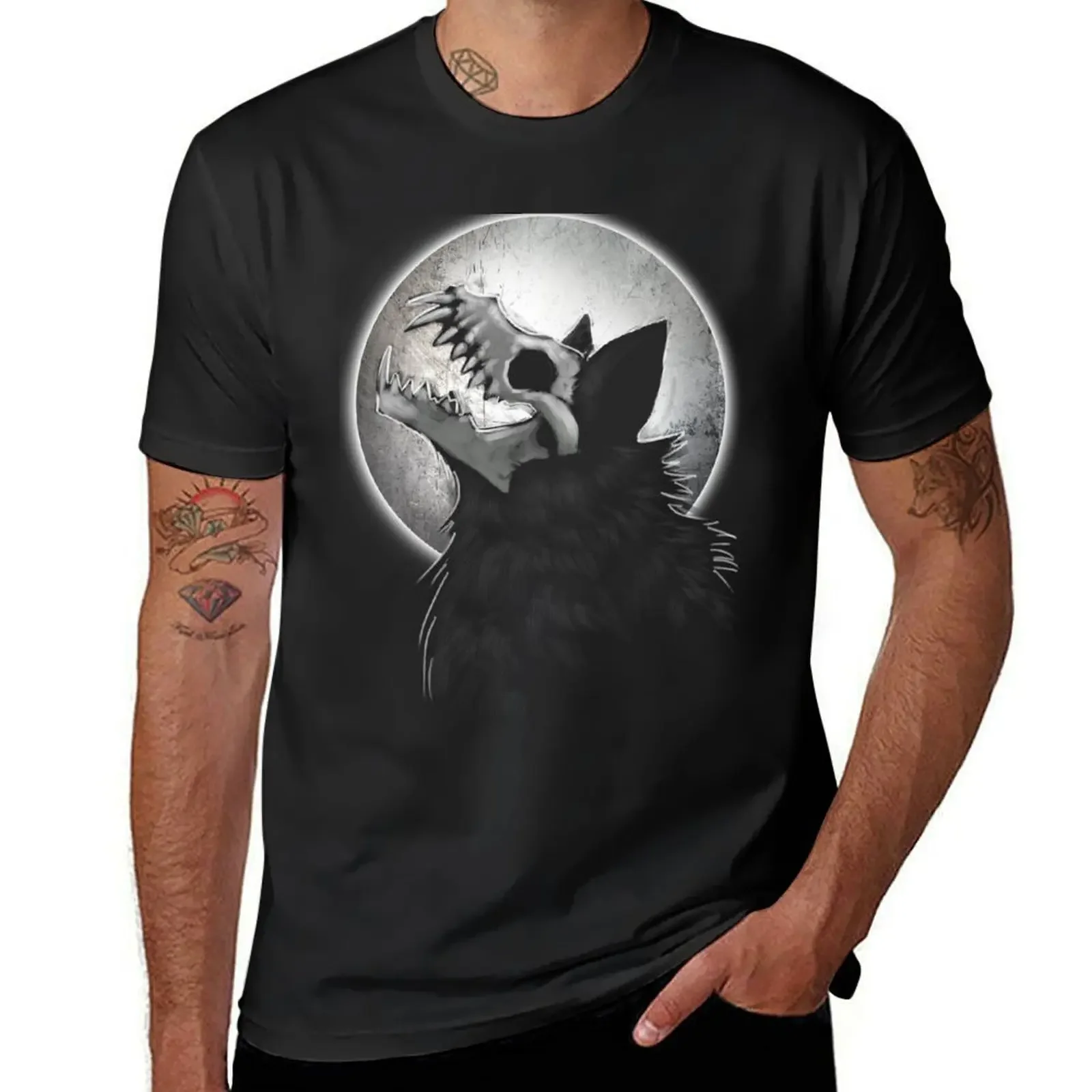 Skull Wolf Howl T-Shirt man t shirt anime clothes mens designer clothes