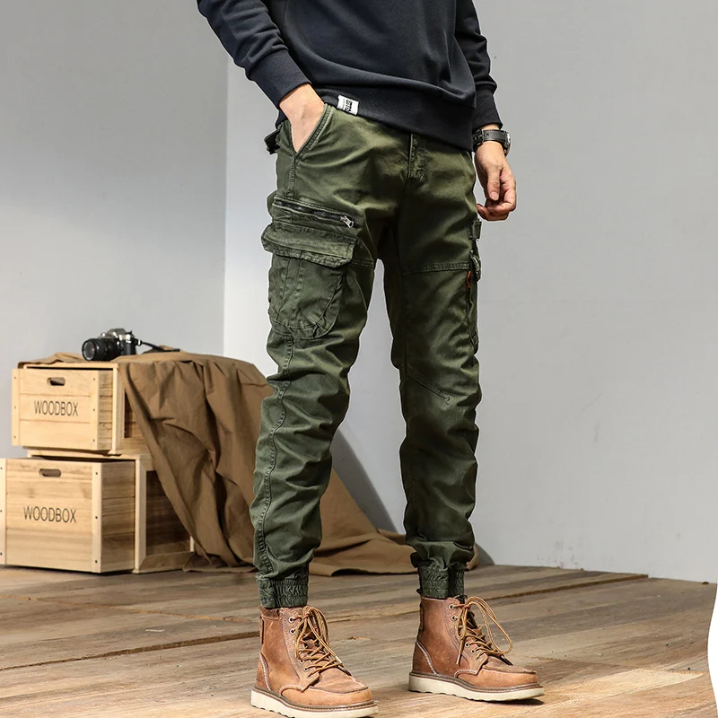 Celana Kargo Jogger CAAYU untuk Pria Celana Olahraga Celana Panjang Pria Saku Warna Populer Y2k HipHop Kasual Celana Techwear Streetwear Terlalu Besar