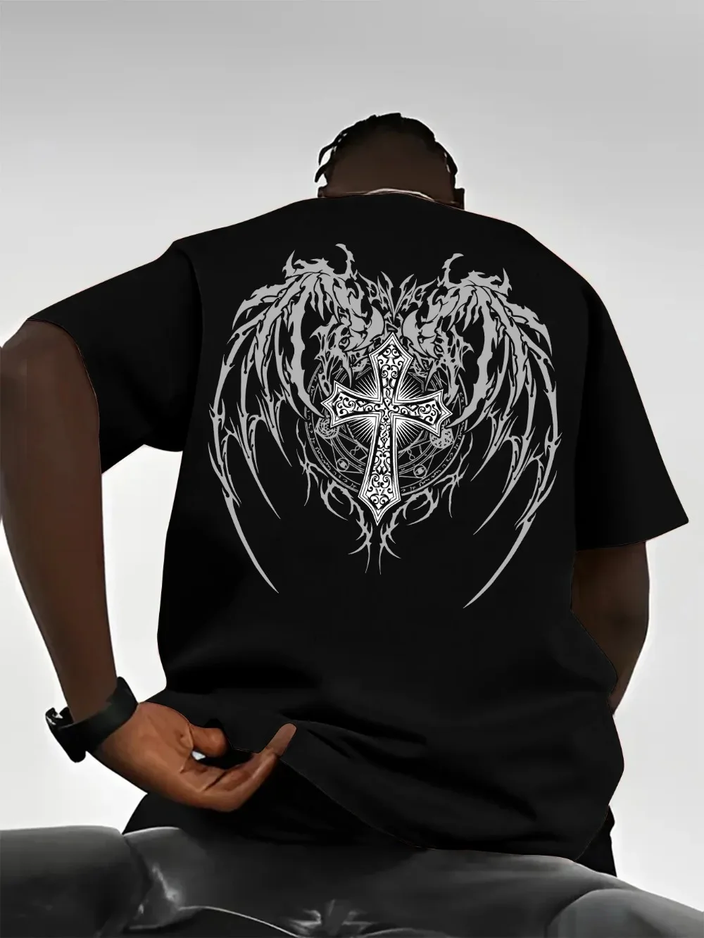 American  Goth Cross Tribal Wings 3D Print Breatha Quick-Dry Men's  Women's T-Shirt Outdoor Street  Casual Parent-child Clothing