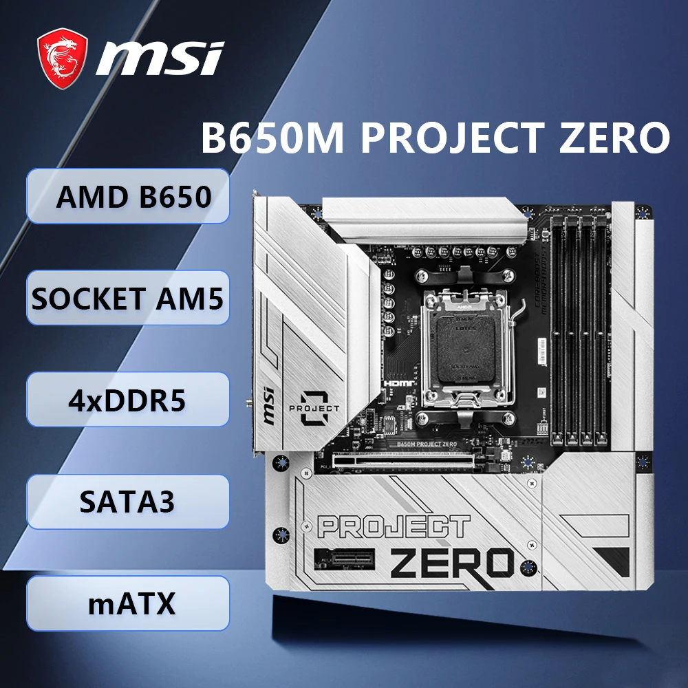 MSI B650M projet zéro carte mère prise en charge AMD B650 AM5 Ryzen 7 7800X3D 5 7600X 9 7950X 5 7500F 9 7950X3D CPU DDR5 M.2 mATX MSI B650M projet zéro carte mère prise en charge AMD B650 AM5 Ryzen 7 7800X3D 5 7600X 9 7950X 5 7500F 9 7950X3D CPU DDR5 M.2 mATX