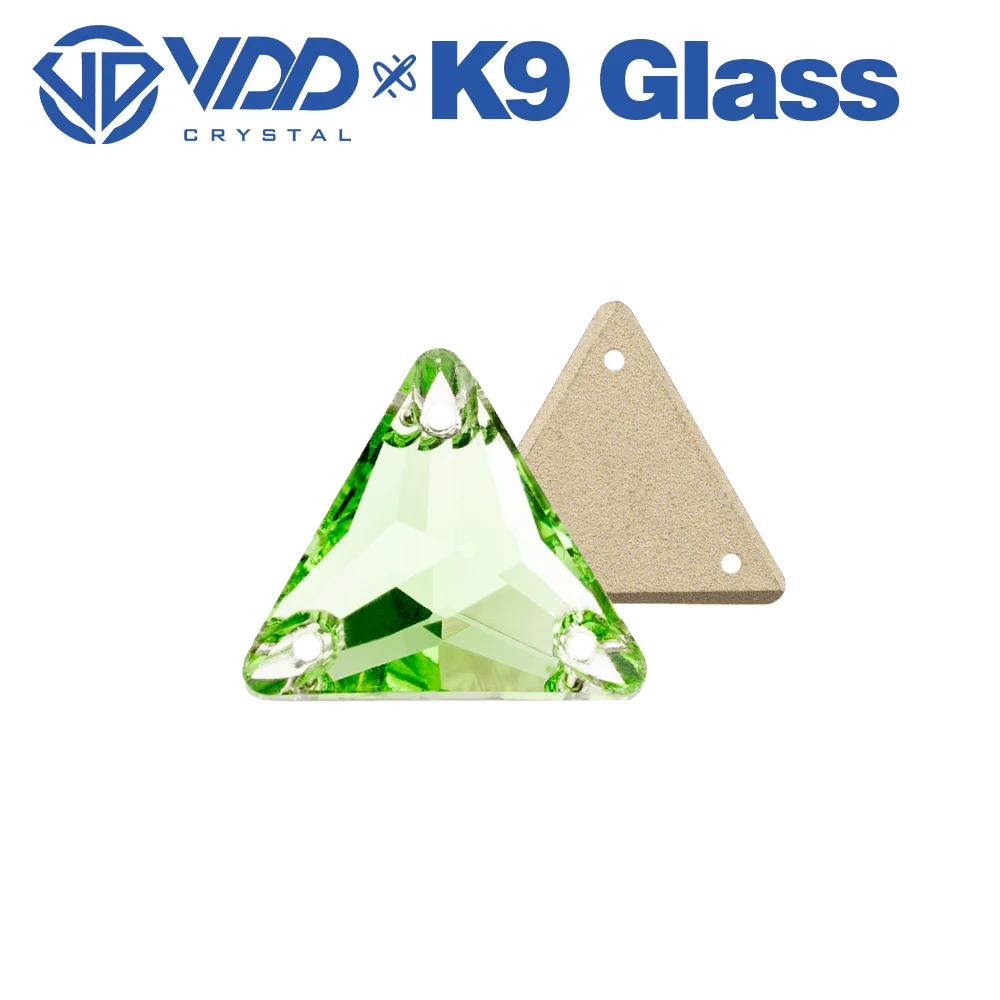 VDD S112 Lt.Peridot Dreieck Hochwertige K9-Glas-Applikationssteine, Kristall-Flachsteine zum Aufnähen für Kleidungsdekorationen – Detail 4