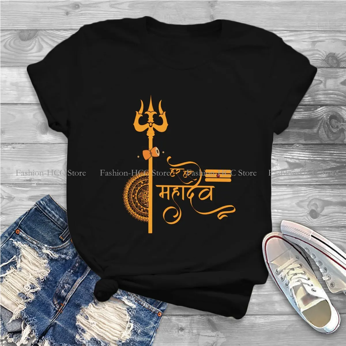 HAR HAR MAHADEV D02 Harajuku Polyester TShirt Lord Shiva India Indian God Creative Streetwear Casual T Shirt Women Tee