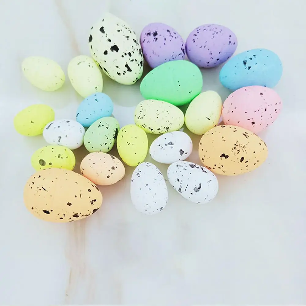 20pcs Happy Bunny Egg Plastic Quail Eggs Gorgeous Colors Portable Happy Easter Eggs Decor