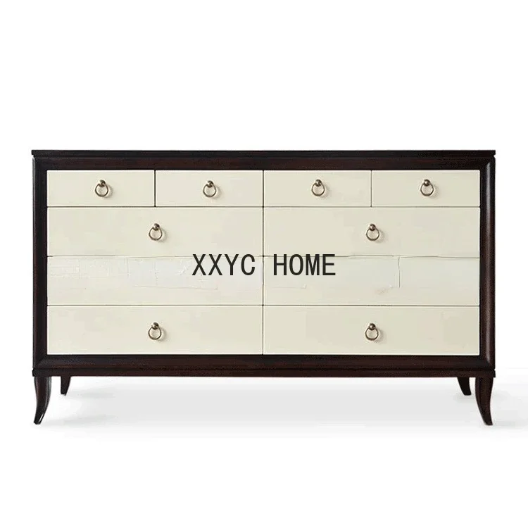

American Country Log Solid Wood Chest of Drawers Bedroom Multi-Drawer Locker Storage Cabinet Lobby