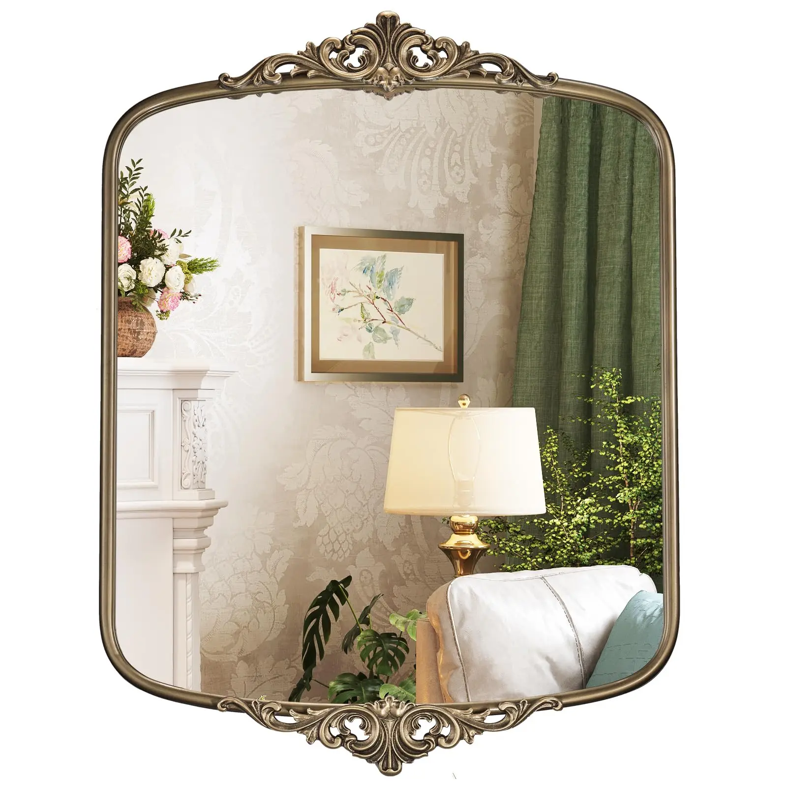 

Винтажное золотое овальное зеркало, 22x30 дюймов, антикварное овальное зеркало для ванной комнаты, зеркало в декоративной раме для спальни, камина, прихожей, над каминной полкой