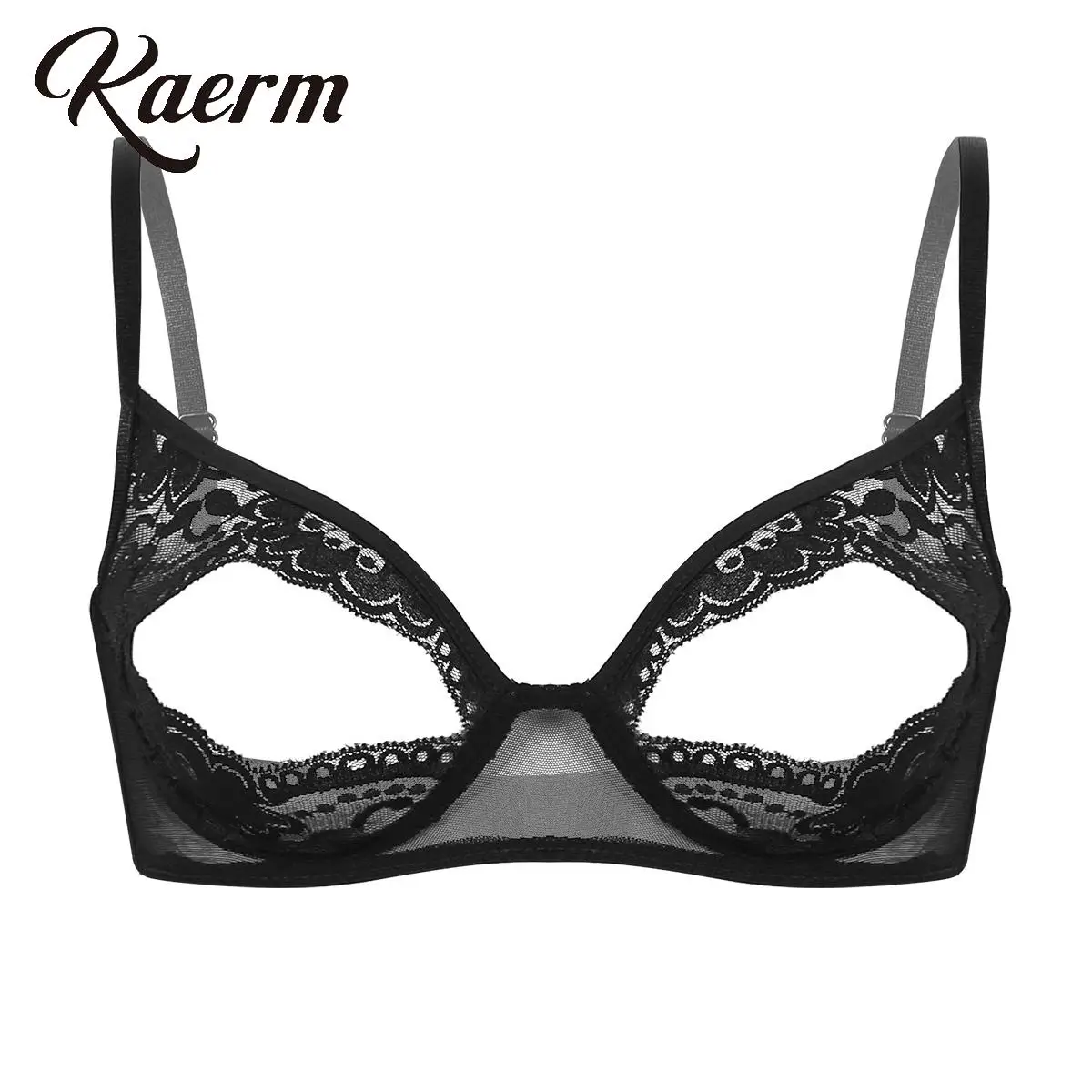 

Women Erotic Lingerie Sexy Bra Soft Sheer Lace Floral Hollow Out Bralette Wire-free Adjustable Spaghetti Straps Unlined Bra Top