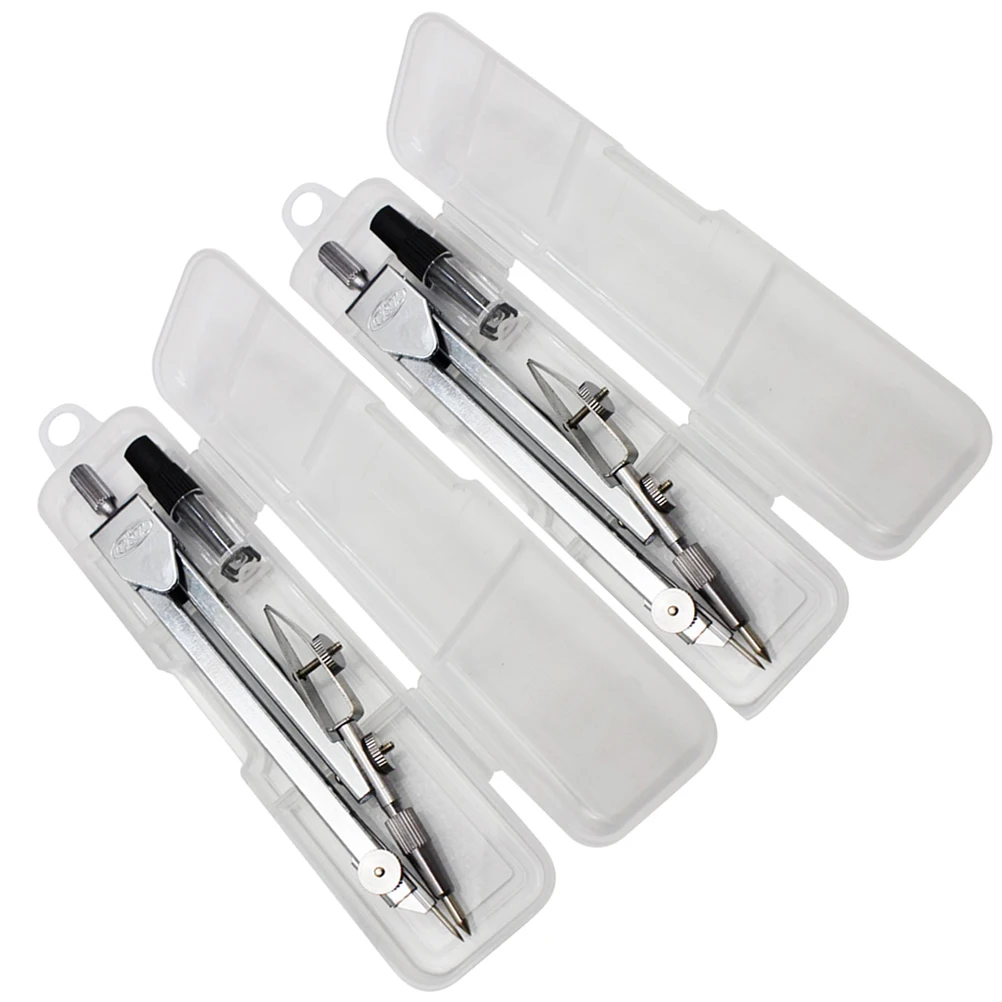 2Pcs Drawing Compasses Metal Plastic Anti Rust School Office Supplies Kids Geometry Math Design Drafting Tools Circle Maker