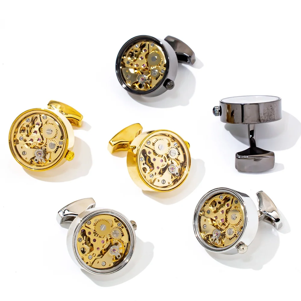 Luxury Mechanism Cufflinks For Man Cufflinks Man Shirt Wedding Bridesman Gift Custom Your Logo Cuff links Fashion Jewelry