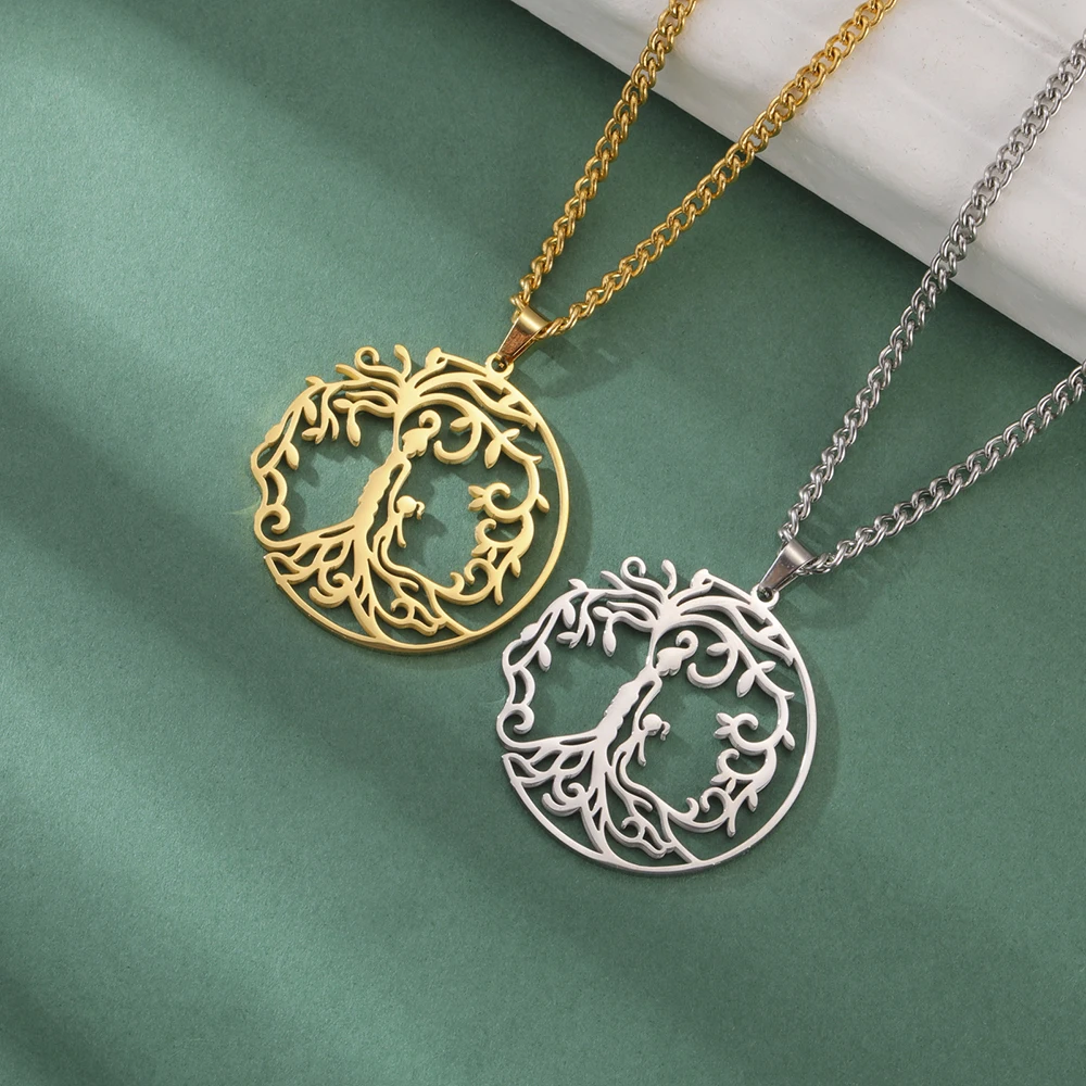Dawapara Tree of Life Necklace Mom Family Tree Necklace Protection Amulet Stainless Steel Jewelry Gifts for Mom