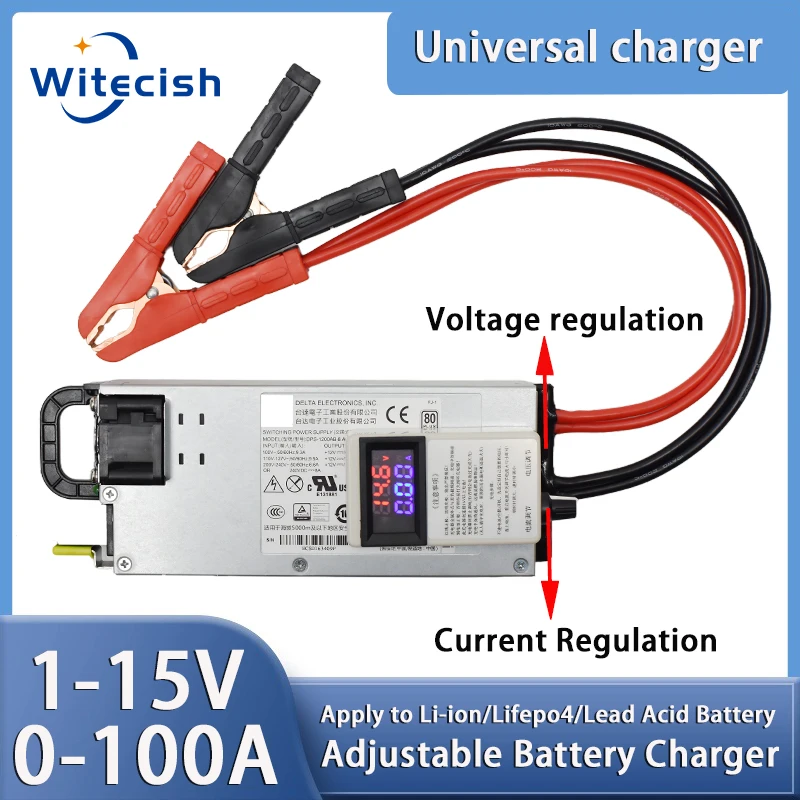 Ładowarka Lifepo4 14.6V 60A 100A Bateria Litowa 12.6V 60A 100A Akumulator Kwasowo-Ołowiowy 14.7V Regulowany Szybki Adapter 0-15V — zdjęcie produktu 3