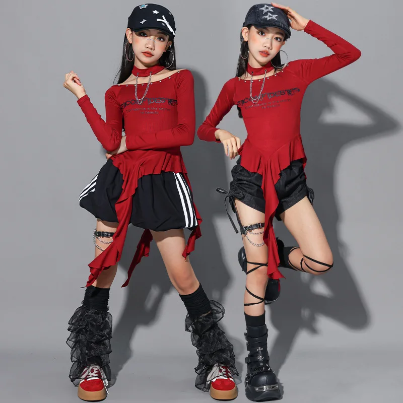 Mädchen K-pop Mode Langarm Top Dance Baggy Hosen Coole Hip Hop Kleidung Sets Gruppe Streetwear Jazz Cool Bühne zeigen Kostüm