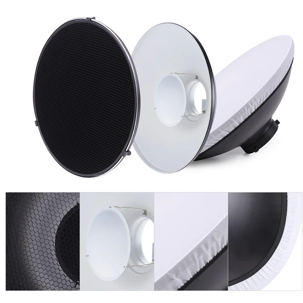 Studio Photography 41cm/16 Inch Speedlite Strobe Lighting Diffuser Beauty Dish Lampshade Bowens Mount with Reflector Honeycomb S