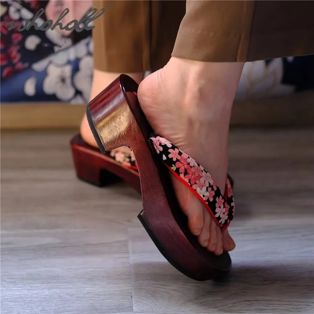 Cosplay Keilsandalen für Damen, japanische Geta Anime Cosplay Schuhe, Holzsohlen-Flip-Flops, japanische Geta Clogs Hausschuhe