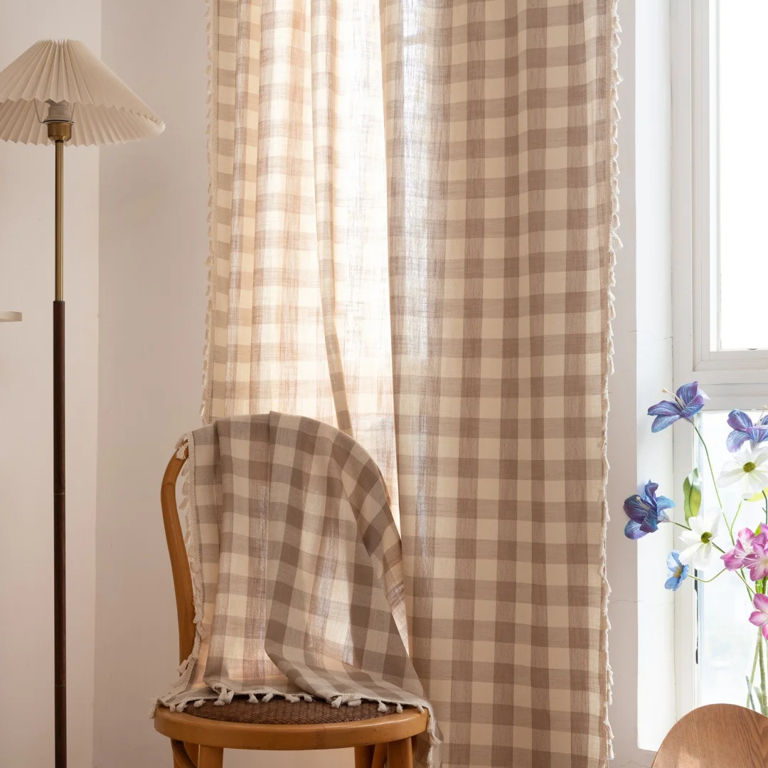 rideaux-a-carreaux-beiges-en-fil-teint-style-retro-americain-semi-occultants-pour-salon-chambre-balcon-texture-coton-et-lin