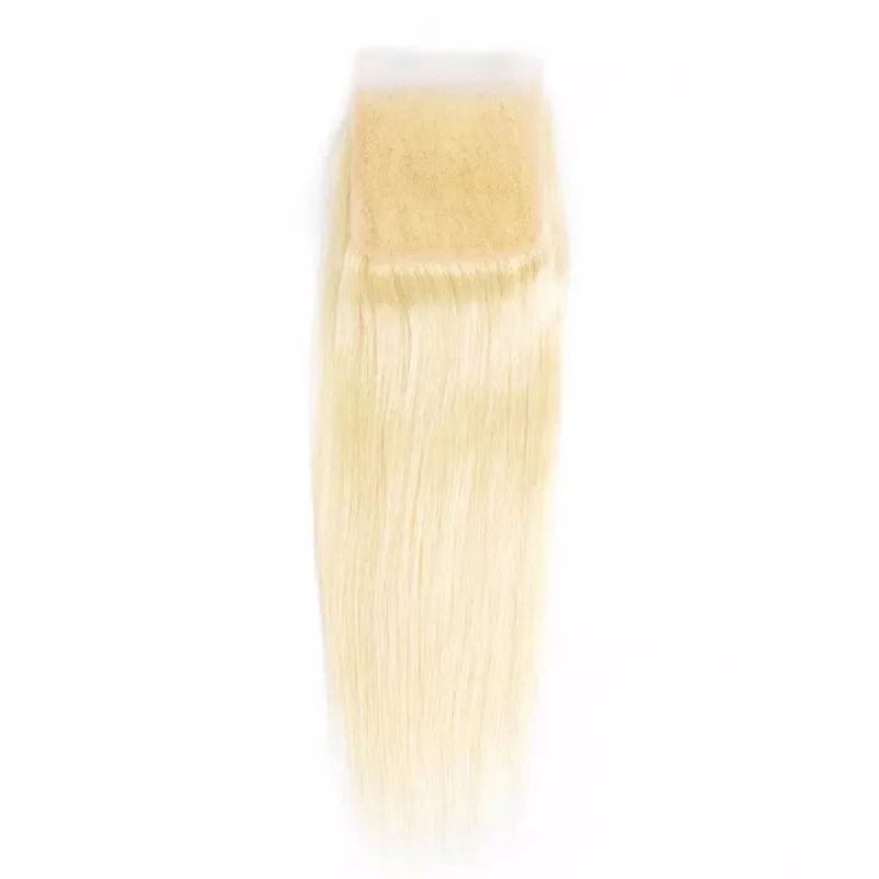 Premium 5x5 613 Chiusura in pizzo biondo Capelli umani Capelli vergini brasiliani Remy 6-12 pollici Aspetto naturale trasparente non trattato