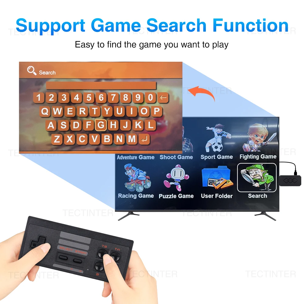 Video Game Console HDMI-Compatible Mini TV Game Stick Built in 1800 Classic 8 Bit Games Retro Handheld Game Player Dual Gamepad