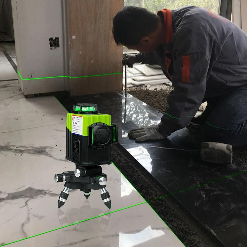 KaiTian Nivel Laser Level Self-Leveling 360 Green Beam 3D Lithium Battery Cross 12 Line Horizontal&Vertical Lasers Level Battery