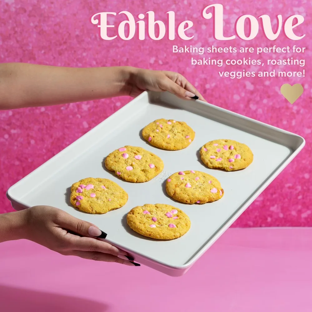 Nonstick Cookie Baking Sheet Pan Set of 3 Pieces, Carbon Steel Bakeware, Dishwas