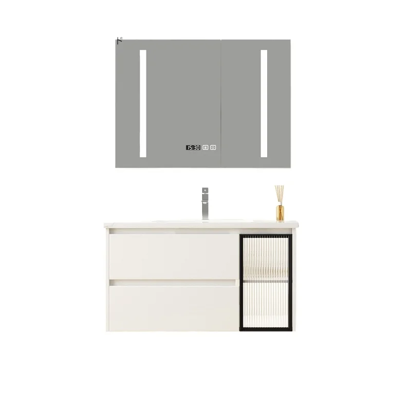 

Cream wind rock slab bathroom cabinet combination bathroom modern simple face wash sink basin cabinet