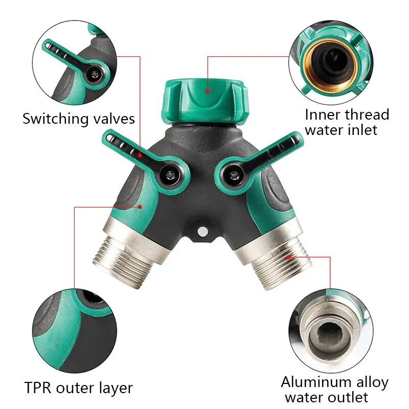 Rozdzielacz węża ze stopu cynku typu Y dwukierunkowe jedno rozdzielenie dwóch rozdzielaczy kranu akcesoria ogrodowe gwint wewnętrzny rozdzielacz wody