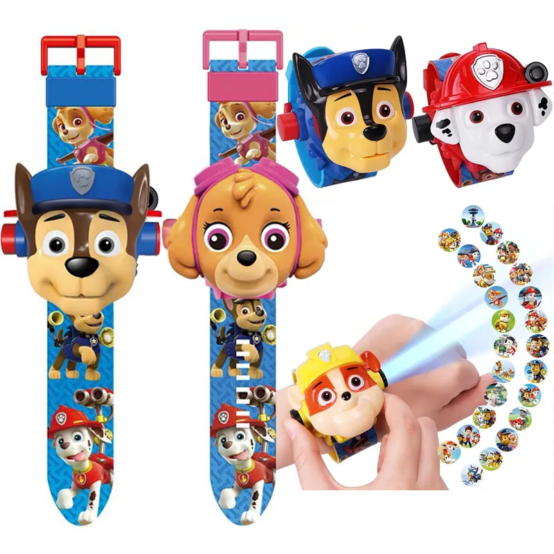 Paw Patrol Watch with Projection Digital  Anime Figures Chase Skye Marshall 3D Cartoon Watch Toy Kids Birthday Gifts