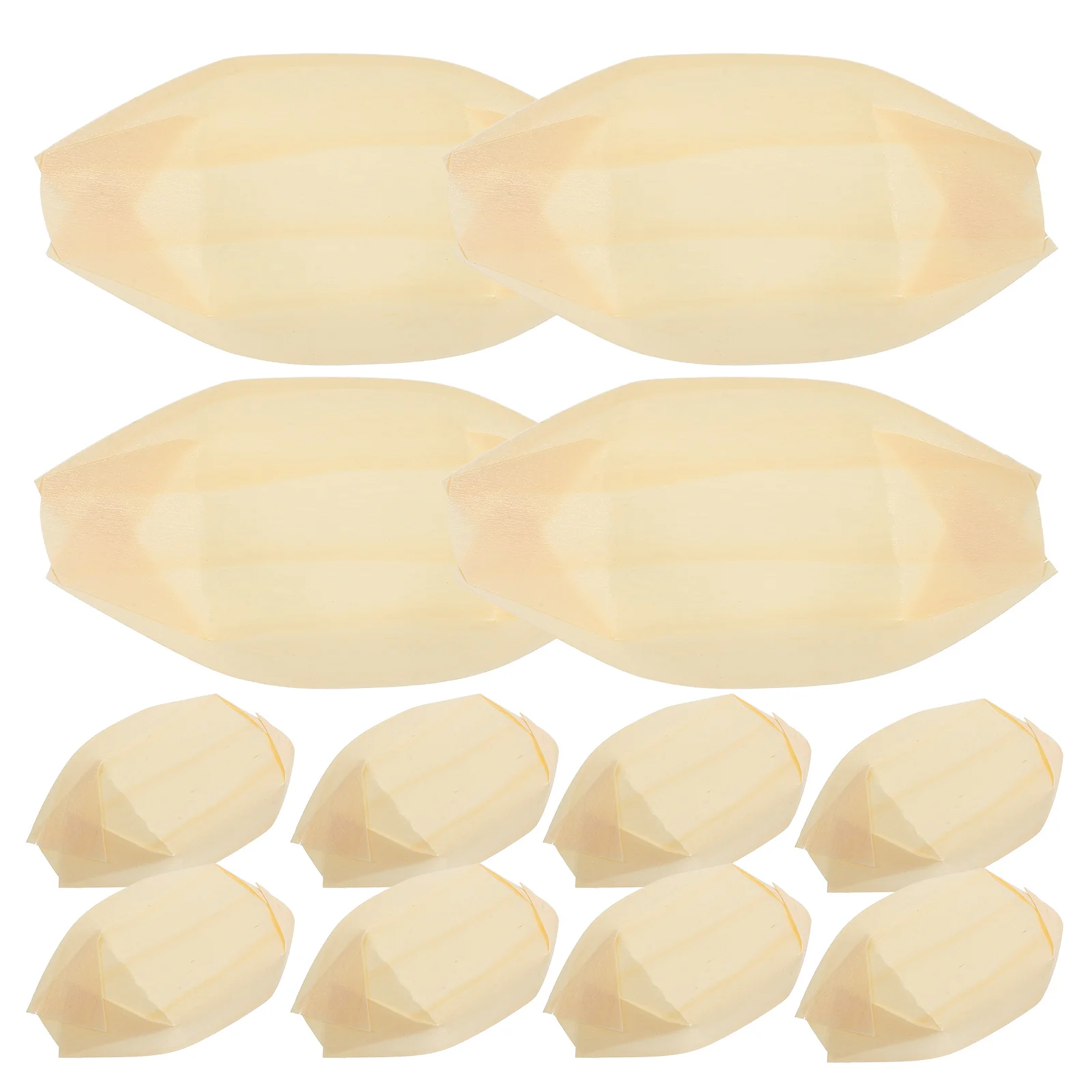 

50 Pcs Wooden Boat Packing Box Paper Food Tray Trays Durable Materials Snack Stand Restaurant Use Disposable