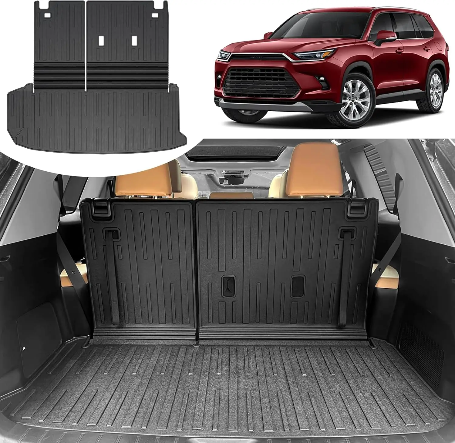 

2024-2026 Grand Highlander Cargo Liner & Seat Backrest Protector, 2-in-1 All-Weather TPE Mat for Trunk and Back Seat