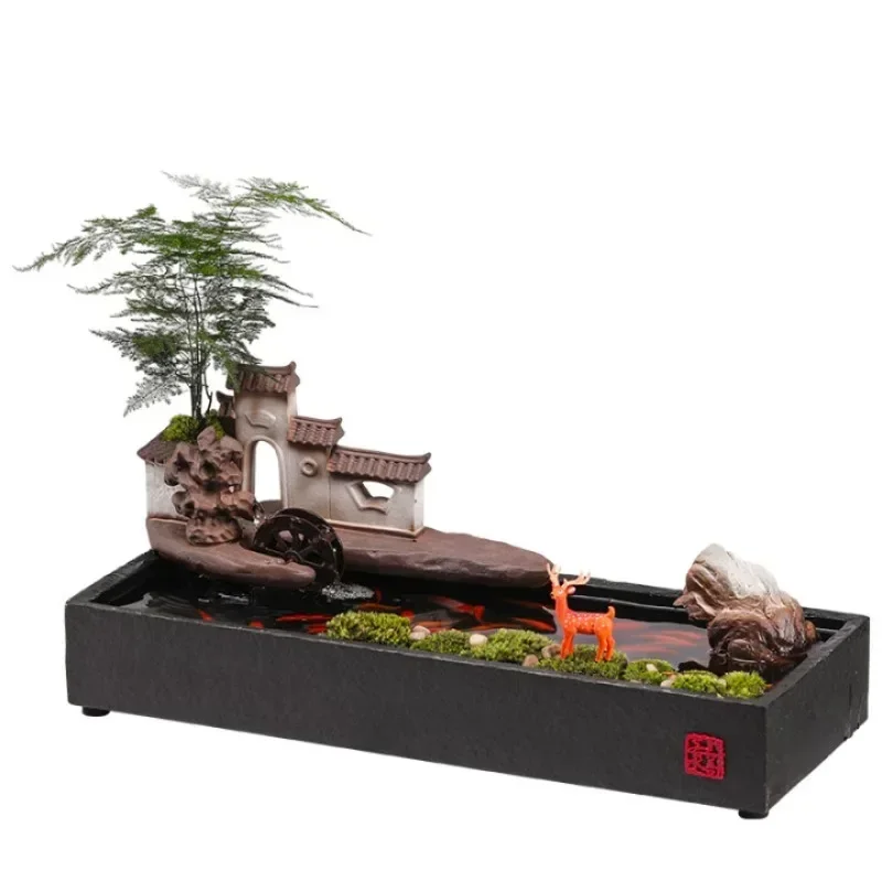 Living room small self-circulating water ecological fountain fish tank